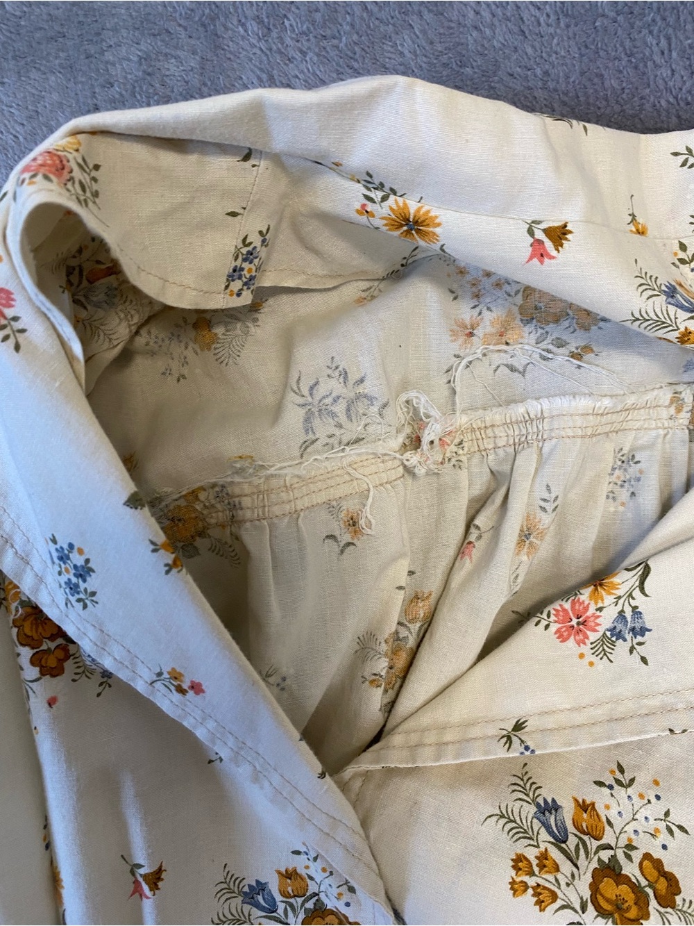 Cream Floral Sleeveless Midi Dress 2XL Handmade Button Front Collared Grandmacor - Picture 8 of 12